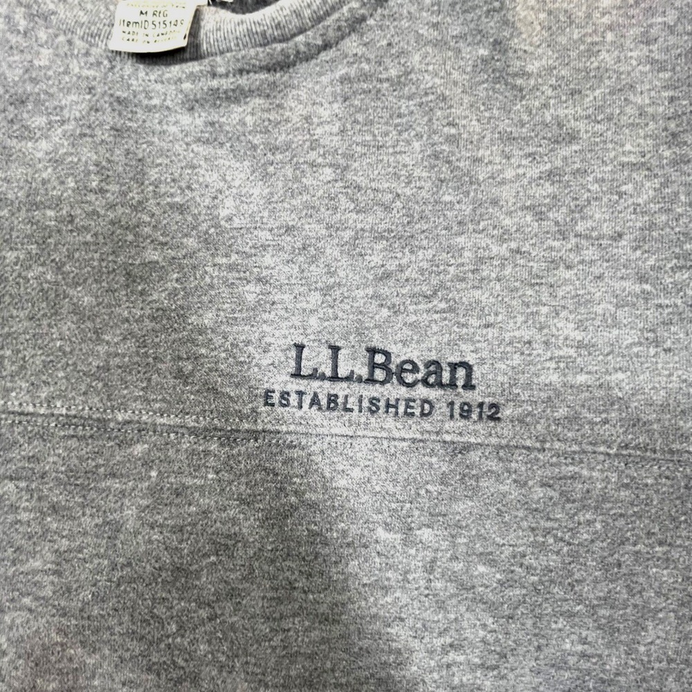 L.L. Bean Crewneck Sweatshirt Pullover Striped Gray Casual Comfy Mens M